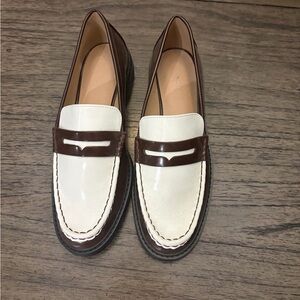 LOFT Two-Tone Brown and Cream Loafers